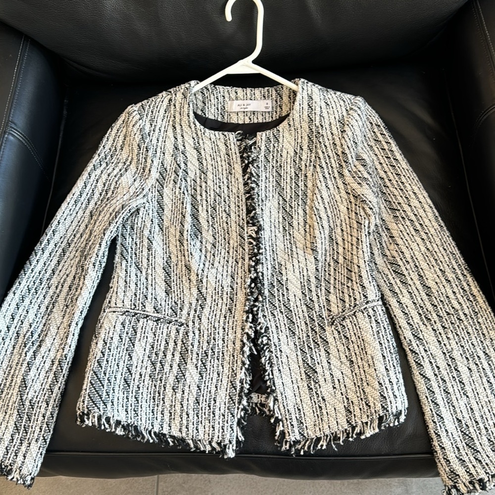 Ali & Jay tweed boucle jacket - black and white women size S
